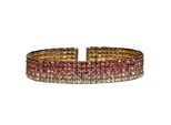 Armband STEUER "Strass-Armspange pink/rosa", gelb (gelb, rosa), Armbänder, Damen, 18cm, Metall, glänzend, Armband