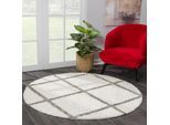 Hochflor-Teppich SANAT "Madrid", beige (creme), H:30mm Ø:120cm, Kunstfaser, Teppiche, Wohnzimmer, Langflor, Shaggy Teppich