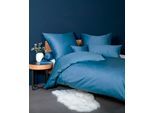 Bettwäsche JANINE "Colors", blau (jeansblau), B/L: 240cm x 220cm, 1 Stk., 2 Stk., Mako-Satin, B/L: 80cm x 80cm & 80cm x 80cm, 3 Stk., Mako-Satin, Obermaterial: 100% Baumwolle, Bettwäsche, Bettwäsche, feinfädige uni Bettwäsche für alle Jahreszeiten, Markenreißverschluss