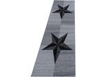 Läufer AYYILDIZ TEPPICHE "Plus 8002" Gr. 12, grau, B:80cm H:6mm L:300cm, Kunstfaser, Teppiche, Läufer, gemusterter Flachflor, robust, Webteppich, alle Räume