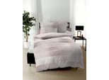 Wendebettwäsche KAEPPEL "TIMELESS 100% Baumwolle", rosa (rosé), B/L: 135cm x 200cm, 1 Stk., 1 Stk., Mako-Satin, B/L: 80cm x 80cm, 2 Stk., Mako-Satin, Obermaterial: 100% Baumwolle, Bettwäsche, Wendebettwäsche, mit breiten Streifen, Wendeoptik, Markenreißverschluss