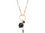 Kette mit Anhänger LEONARDO "Halskette Delica Clip&Mix", schwarz (gelbgoldfarben, schwarz), Halsketten, Damen, Edelstahl, L: 80 B: 63mm, mit Achat, B:63mm