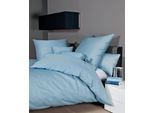 Bettwäsche JANINE "Colors", blau (perlblau), B/L: 200cm x 220cm, 1 Stk., 2 Stk., Mako-Satin, B/L: 80cm x 80cm & 80cm x 80cm, 3 Stk., Mako-Satin, Obermaterial: 100% Baumwolle, Bettwäsche, Bettwäsche, feinfädige uni Bettwäsche für alle Jahreszeiten, Markenreißverschluss