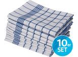 Geschirrtuch OTTO HOME "Vivianne", blau, weiß, B:50cm L:70cm, 100% Baumwolle, Geschirrtücher, Geschirrtuch, 100% Baumwolle,70×50 cm, blau/rot -weiße, 10Stk. Set, weich, saugstark