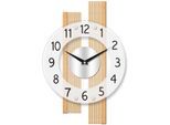 Funkwanduhr AMS "F5874", braun (buchefarben), Wanduhren, B/H/L: 28cm x 5cm x 41cm, Quarz,Holz,Buche,Wohnzimmer,Esszimmer,Made in Germany,Büro,Flur