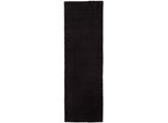 Wollteppich CARPETFINE "Gabbeh Lola Uni", grau (dunkelgrau), B:80cm H:14mm L:150cm, Wolle, Teppiche, mit natürlichem Pflanzenmaterial von Hand gewebt, auch in Rund