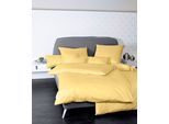 Bettwäsche JANINE "Colors", gelb, B/L: 155cm x 200cm, 1 Stk., 1 Stk., Mako-Satin, B/L: 80cm x 80cm, 2 Stk., Mako-Satin, Obermaterial: 100% Baumwolle, Bettwäsche, Bettwäsche, feinfädige uni Bettwäsche für alle Jahreszeiten, Markenreißverschluss