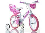 Kinderfahrrad DINO BIKES "16" Little Heart Kinderfahrrad Mädchen 4–7 Jahre Stützräder", rosa, Fahrräder, Kinder, 28cm, 16 Zoll (40,64cm), mit Stützrädern, Korb und Puppensitz