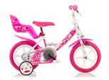 Kinderfahrrad DINO BIKES "12" Little Heart Kinderfahrrad stabiler Stahl-Rahmen Stützräder", rosa, Fahrräder, Kinder, 22cm, 12 Zoll (30,48cm), mit Stützrädern, Korb und Puppensitz