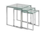 Beistelltischset Katrine, Klar, Chrom, Glas, 3-teilig, quadratisch, eckig, Kufe, 36-50x45-55x36-50 cm, Wohnzimmer, Wohnzimmertische, Satztische