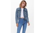 Jeansjacke ONLY "ONLWESTA LS DNM JACKET CC PIM100221", Damen, Gr. 36 (S), blau (light blau denim), Denim/Jeans, Obermaterial: 75% Baumwolle, 24% Polyester, 1% Elasthan, unifarben, normal, Jacken Jeansjacke
