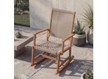 Schaukelstuhl MCW-P73, Garten Outdoor Wippstuhl Relaxstuhl Schaukelliege, Akazie Holz Rope Seilgeflecht ~ beige