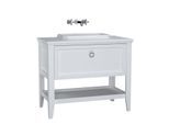 VitrA Valarte Einbauwaschtisch-Möbel-Set 62198 98 x 52 x 87,5 cm, 1 Vollauszug, Korpus weiß matt/Waschtisch weiß hochglanz