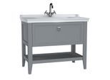 VitrA Valarte Waschtisch-Möbel-Set 62184 99,5 x 53 x 88 cm, 1 Vollauszug, Korpus grau matt/Waschtisch weiß hochglanz