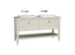 VitrA Valarte Einbauwaschtisch-Möbel-Set 62212 149,5 x 52 x 87,5 cm, links/rechts, Korpus elfenbein matt/Waschtisch weiß hochglanz
