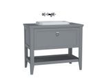 VitrA Valarte Einbauwaschtisch-Möbel-Set 62199 98 x 52 x 87,5 cm, 1 Vollauszug, Korpus grau matt/Waschtisch weiß hochglanz