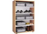 Schuhschrank VCM "XXL Holz Großer Schuhschrank Schuhregal Lona 5", braun (buche), B:70cm T:37cm, Obermaterial: 100% Holz Wood., Schränke, Schuhschrank