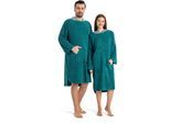 Badeponcho KANGAROOS "Dalia Surfponcho, ideal für Sauna, Spa & im Urlaub" Gr. XXL, grün (smaragd), L:128cm, Veloursfrottier, Hausmäntel, weich, Uni-Farben mit Streifen, leicht, Unisex, für Damen und Herren