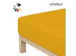 Spannbettlaken SCHLAFGUT "Basic Cotton Bettlaken, 160 g/m², 100% Baumwolle, Spannbetttuch", gelb (gelb deep), 1 Stk., Jersey, 90-100x190-200 20cm, Jersey, Obermaterial: 100% Baumwolle, Bettlaken, Spannbettlaken, Spannbettlaken bis 20 cm Matratzenhöhe, bügelfrei und pflegeleicht