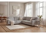 Ecksofa HOME AFFAIRE "Pinto Skandi, 290 cm, Chenille, Struktur, Ottomane links / rechts", grau (silber grau), B:290cm H:89cm T:250cm, 100% Polyester, Sofas, Ecksofa, mit Keder, Massivholzfüße Eiche geräuchert, Wellenunterfederung