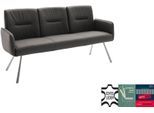 Sitzbank MCA FURNITURE "Delane", grau (anthrazit, edelstahlfarben), B:183cm H:92cm T:67cm, Edelstahl, Leder, Sitzbänke, Sitzbank, Taschenfederkern, Lehnenkippfunktion, Armlehnen, beweglicher Rücken
