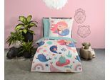 Kinderbettwäsche GOOD MORNING "Silvie", türkis, B/L: 135cm x 200cm, 1 Stk., 1 Stk., Renforcé, B/L: 80cm x 80cm, 2, Renforcé, Obermaterial: 100% Baumwolle, Bettwäsche, Baumwolle, Renforcé, Wendeoptik, Kind, Baby, Meerjungfrau