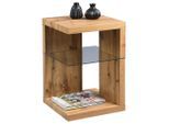 Xora Beistelltisch, Eichefarben, Glas, Holzwerkstoff, quadratisch, Bodenplatte, 40x60x40 cm, offenes Fach, Wohnzimmer, Wohnzimmertische, Beistelltische, Beistelltische eckig
