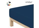 Spannbettlaken SCHLAFGUT "Basic Cotton Bettlaken, 160 g/m², 100% Baumwolle, Spannbetttuch", blau (blau deep), 1 Stk., Jersey, 90-100x190-200 20cm, Jersey, Obermaterial: 100% Baumwolle, Bettlaken, Spannbettlaken, Spannbettlaken bis 20 cm Matratzenhöhe, bügelfrei und pflegeleicht