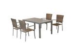 Gardenson , Naturfarben, Silberfarben , Metall, Kunststoff , Uni , Stühle stapelbar, Tisch mit Glasplatte , Gartenmöbel, Gartenmöbel-Sets, Gartengarnituren
