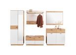 Möbelix , Weiß, Eiche Artisan , Holzwerkstoff , 2 Schublade(n) Schubladen , 288x207.4x40 cm , Beimöbel erhältlich, stehend , Garderobe, Garderoben-Set