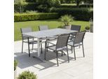 Gardenson , Grau, Platinfarben , Metall, Holzwerkstoff , Betonoptik , rechteckig , 80x72x120 cm , gastro- und objekttauglich, klappbar, wetterbeständig, wetterfest, platzsparend , Gartenmöbel, Gartentische, Klapptische Garten
