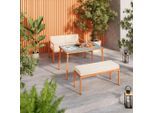 Beldano , Naturfarben, Dunkelgrau, Beige , Metall, Glas, Textil , Füllung: Schaumstoff,Schaumstoff , wetterbeständig, Tisch mit Glasplatte , Gartenmöbel, Loungemöbel, Loungegarnituren