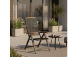 Gardenson , Schwarz, Akaziefarben , Holz, Metall , Akazie , Hartholz , 60x114x79 cm , FSC , klappbar , Gartenmöbel, Gartensessel, Gartenstühle