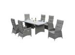 Gardenson , Grau , Metall, Kunststoff, Textil , Uni , Füllung: Polyetherschaumkern , Tisch mit Glasplatte, Rückenlehne mehrfach verstellbar , Gartenmöbel, Gartenmöbel-Sets, Gartengarnituren