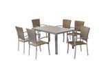 Gardenson , Grau, Naturfarben, Silberfarben , Metall, Kunststoff , Uni , Stühle stapelbar, Tische mit Glasplatte , Gartenmöbel, Gartenmöbel-Sets, Gartengarnituren
