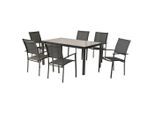 Gardenson , Graphitfarben, Grau , Metall, Textil , Uni , Stühle stapelbar, Tisch mit Glasplatte , Gartenmöbel, Gartenmöbel-Sets, Gartengarnituren
