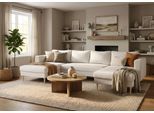 Wohnlandschaft TRENDMANUFAKTUR "Amazing, wahlw. mit Schlaffunktion & Bettkasten, Fuß Buche lackiert", weiß (sandgrau), B:305cm H:81cm T:161cm, Sofas, Wohnlandschaft, Sofa in U-Form, in Cord oder Struktur, Breite 305 cm
