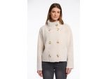 Kurzjacke RINO & PELLE "BETH", Damen, Gr. XXL (44), stone check, Bouclé, Obermaterial: 49% Polyamid, 27% Polyester, 24% Viskose, regular fit taillenbedeckt, Jacken Kurzjacke, mit Stehkragen