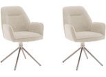 4-Fußstuhl MCA FURNITURE, beige (creme, edelstahlfarben, creme), B:60cm H:89cm T:64cm, Polyester, Stühle, 180 drehbar