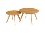 Carryhome Couchtischset , Eichefarben , Holz, Holzwerkstoff , 2-teilig , Eiche , furniert, massiv , rund , eckig , 60x80x80 cm , Wohnzimmer, Wohnzimmertische, Couchtische, Couchtische rund