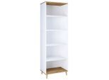 Mid.you Regal , Weiss, Eichefarben , Holzwerkstoff , 4 Fächer , 60x184x31 cm , stehend , Wohnzimmer, Regale, Bücherregale