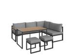 Ambia Garden Gartengarnitur , Anthrazit, Grau, Akaziefarben , Holz, Metall, Textil , Akazie , massiv , Füllung: Komfortschaum,Komfortschaum,Komfortschaum , 213x160 cm , Sitzfläche klappbar , Gartenmöbel, Gartengarnituren, Gartenmöbel-Sets