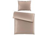 Novel Bettwäscheset , Taupe , Textil , Uni , 160x210 cm , pflegeleicht, atmungsaktiv, schadstoffgeprüft , Heimtextilien, Bettwäsche, Bettwäsche, Satin Bettwäsche