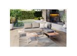 Ambia Garden Loungegarnitur , Beige, Beigebraun , Holz, Metall, Textil , Akazie , vollmassiv , 57x35x57 cm , Gartenmöbel, Loungemöbel, Gartenlounge-Sets