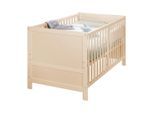 Roba Gitterbett , Hellbraun , Holzwerkstoff , Schichtholz , 78x78x142 cm , zum Juniorbett umbaubar, höhenverstellbar, Lattenrost inklusive, Schlupfsprossen , Baby- und Kindermöbel, Babyzimmer, Babybetten, Gitterbetten