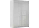 Drehtürenschrank OTTO HOME "Kleiderschrank Kleiderschränke Schrank Garderobe AGORDO mit Glasfront", grau (seidengrau, glas seidengrau), B:136cm H:229cm T:54cm, Holzwerkstoff, Schränke, Drehtürenschrank, durchdachte Innenausstattung, in 8 Breiten und 2 Höhen MADE IN GERMANY