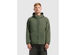 Anorak KHUJO "WERU", Herren, Gr. M, schwarz olive, Web, 75% Baumwolle, 25% Nylon, regular fit hüftlang, Raglanärmel elastischer Bund mit verstellbarem Gummizug, Jacken