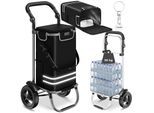 tectake® Einkaufstrolley, 3-in-1, Nutzung auch als Umhängetasche und Sackkarre, 56 l, längenverstellbarer Gurt, neigbarer und gepolsterter Griff, inkl. Kühltasche und leichtgängige Profilräder
