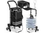 tectake® Einkaufstrolley, 3-in-1-Nutzung auch als Umhängetasche und Sackkarre, 56 l, längenverstellbarer Gurt, neigbarer und gepolsterter Griff, inkl. Kühltasche und Treppensteiger-Räder