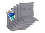 NYVI Gartenstuhl-Auflage Barcelona – Niedriglehnerauflage für Gartenstühle Anzahl:6er Set;Dessin:Mittelgrau